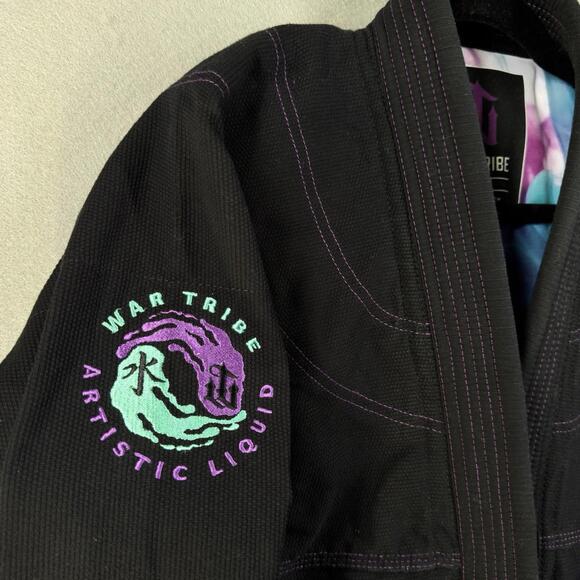War Tribe jiujitsu w2 WOMEN’s Artistic Liquid Black Gi Top only - Picture 5 of 9